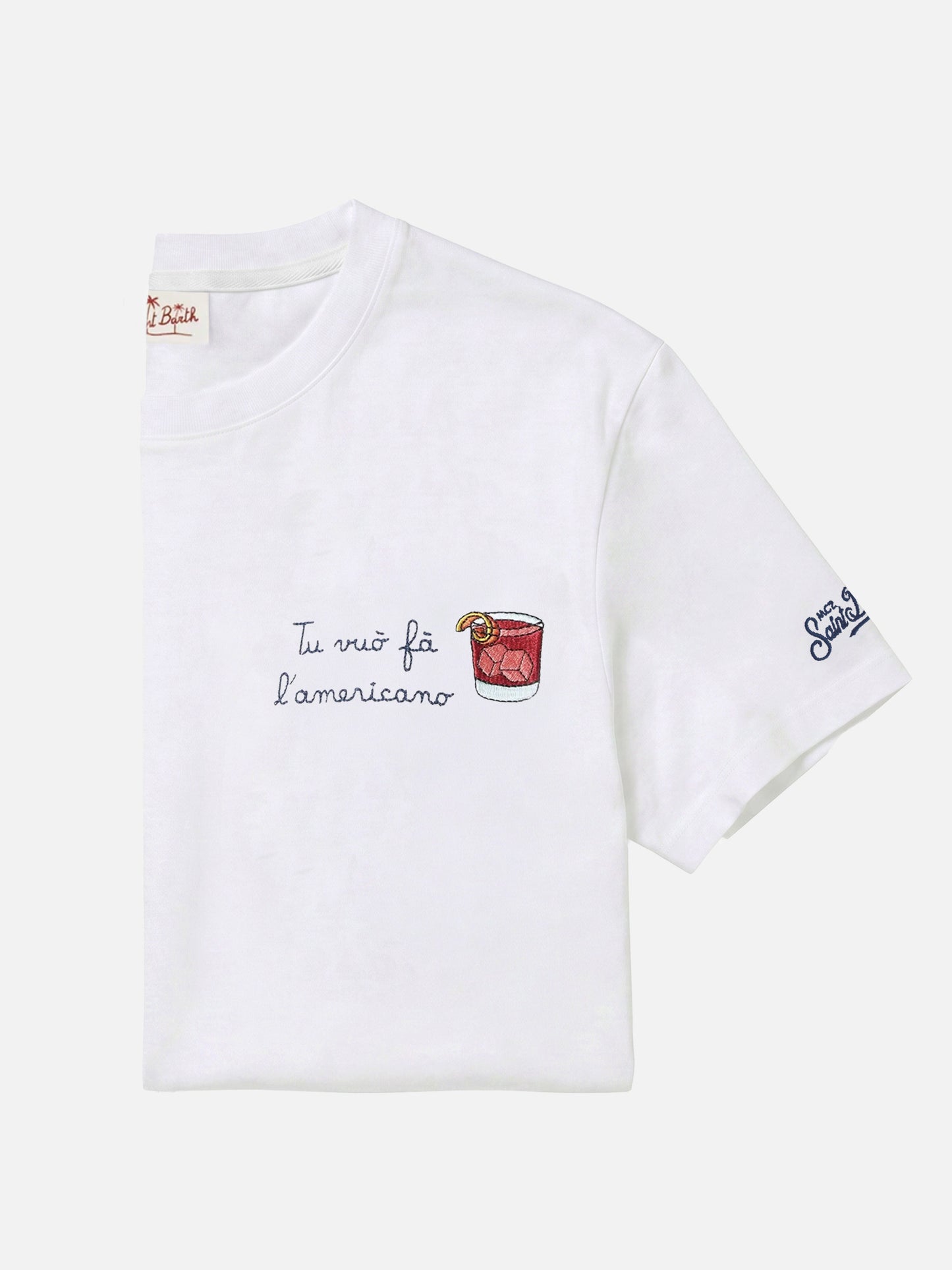 White Portofino T-shirt with Tu Vuò Fà L'americano embroidery