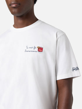 White Portofino T-shirt with Tu Vuò Fà L'americano embroidery