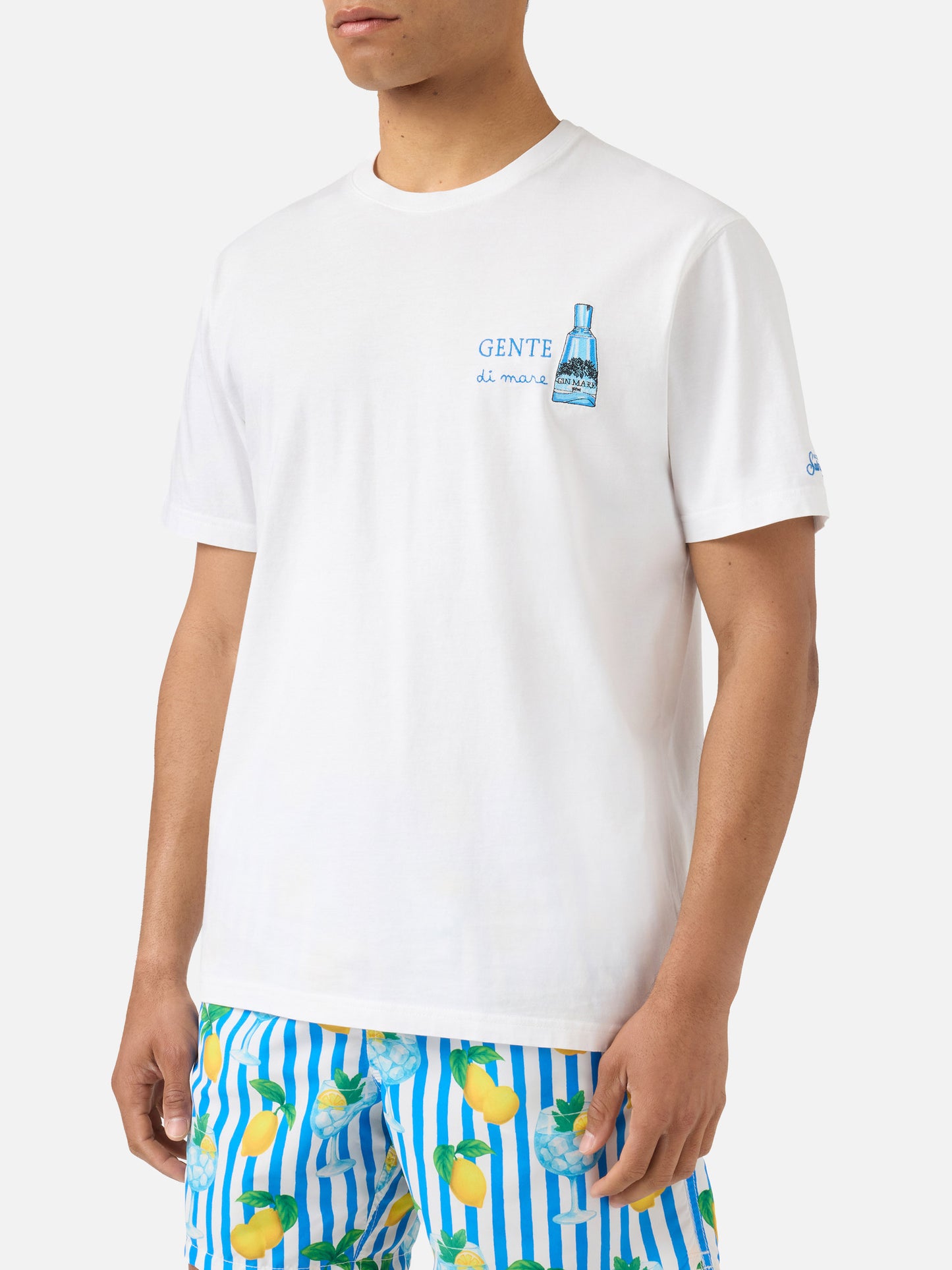 White Portofino T-shirt with Gente Di Mare embroidery | Special Edition