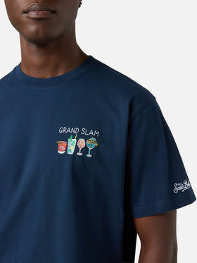 Blaues Portofino T-Shirt mit Grand Slam-Stickerei 