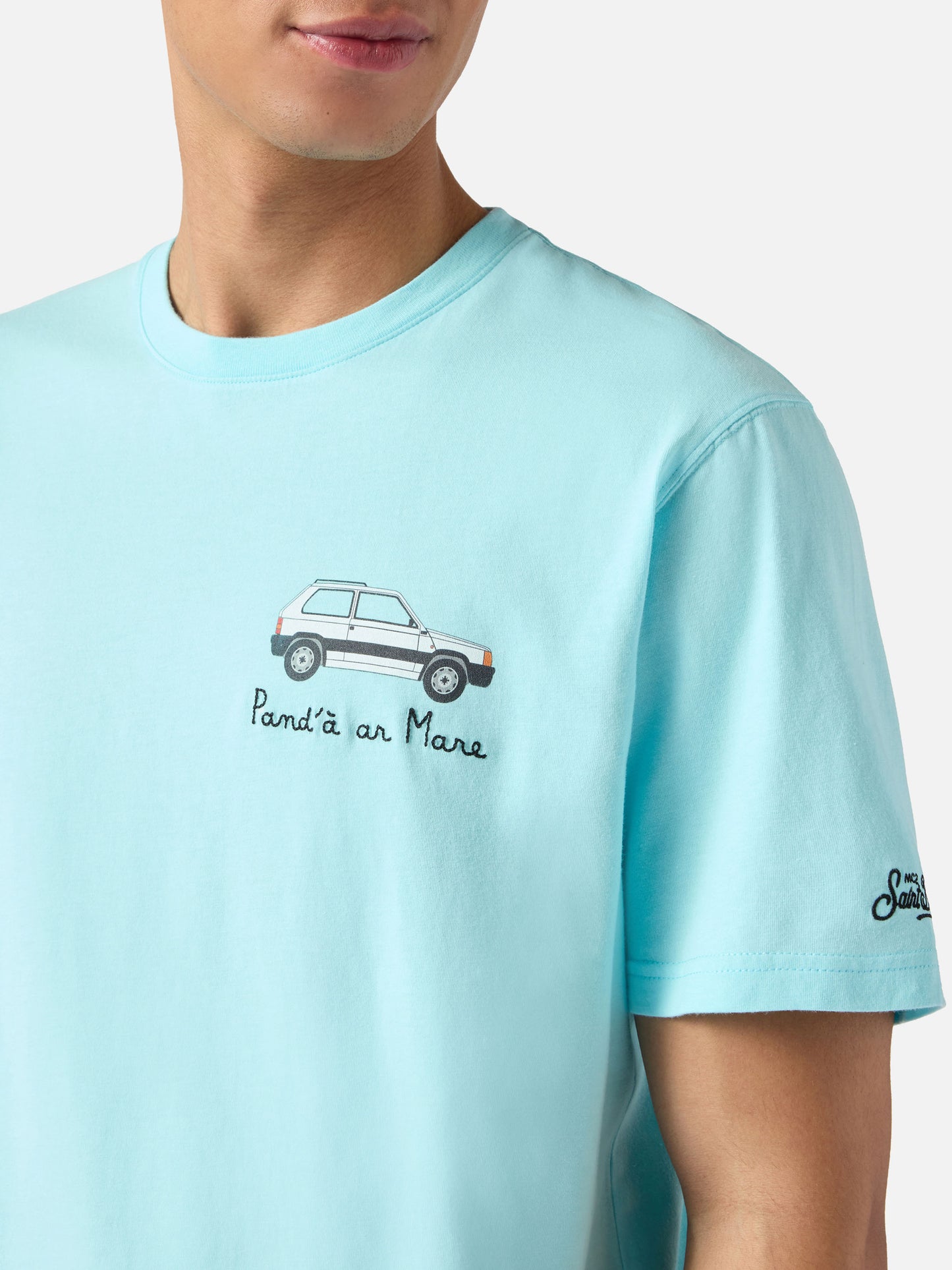 Soft turquoise Portofino T-shirt with Pand'à Ar Mare embroidery | Special Edition