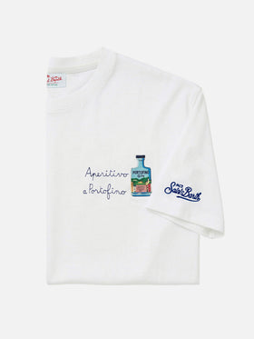 White Portofino T-shirt with Aperitivo A Portofino embroidery | Special Edition