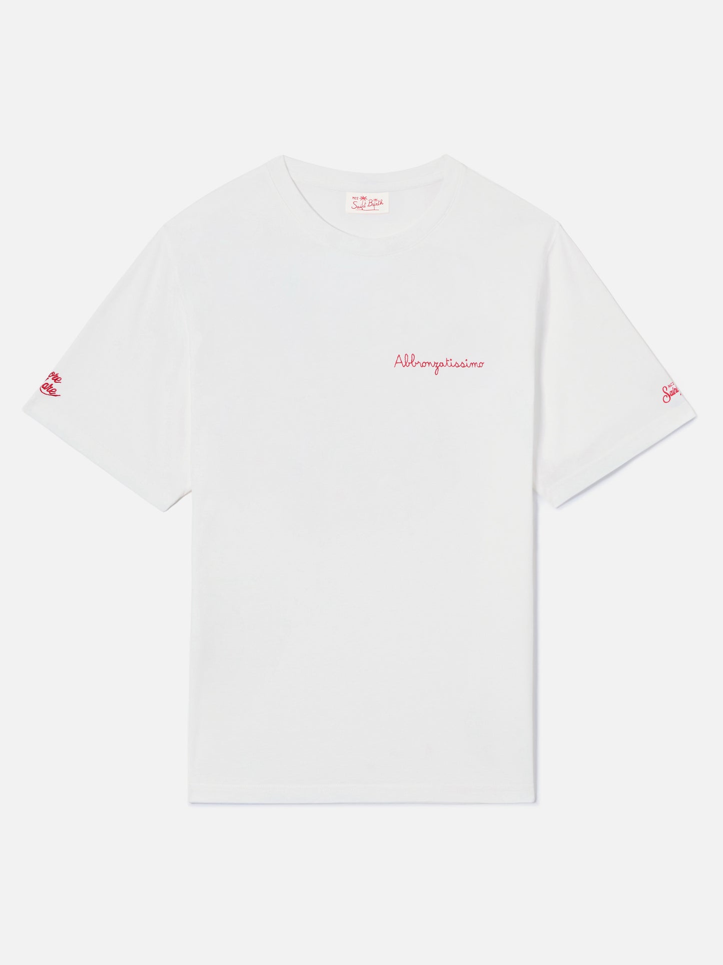 White Portofino T-shirt with Abbronzatissimo embroidery