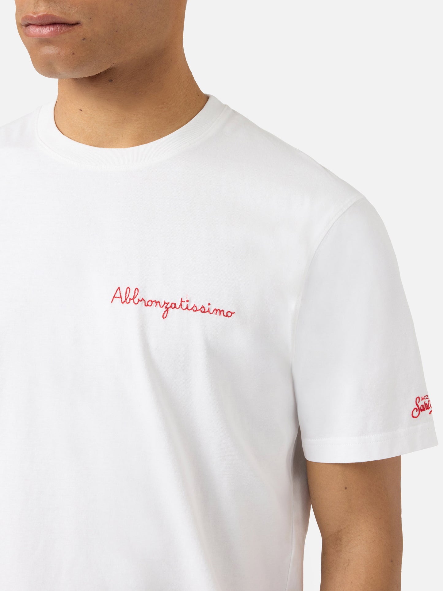 White Portofino T-shirt with Abbronzatissimo embroidery