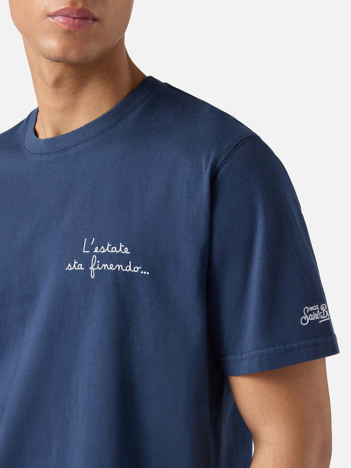 Blue Portofino T-shirt with L'estate Sta Finendo embroidery