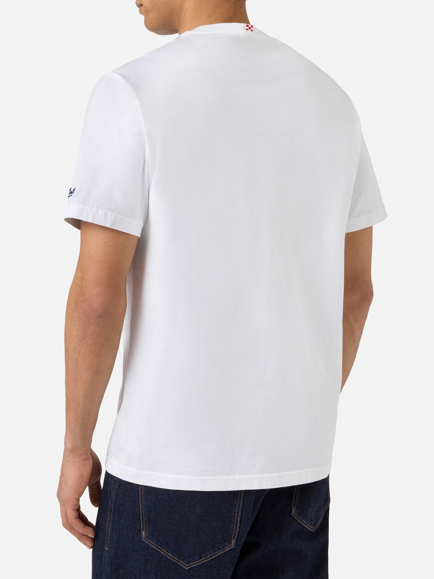 T-shirt Portofino bianca con ricamo Non Sono Bello Piaccio!