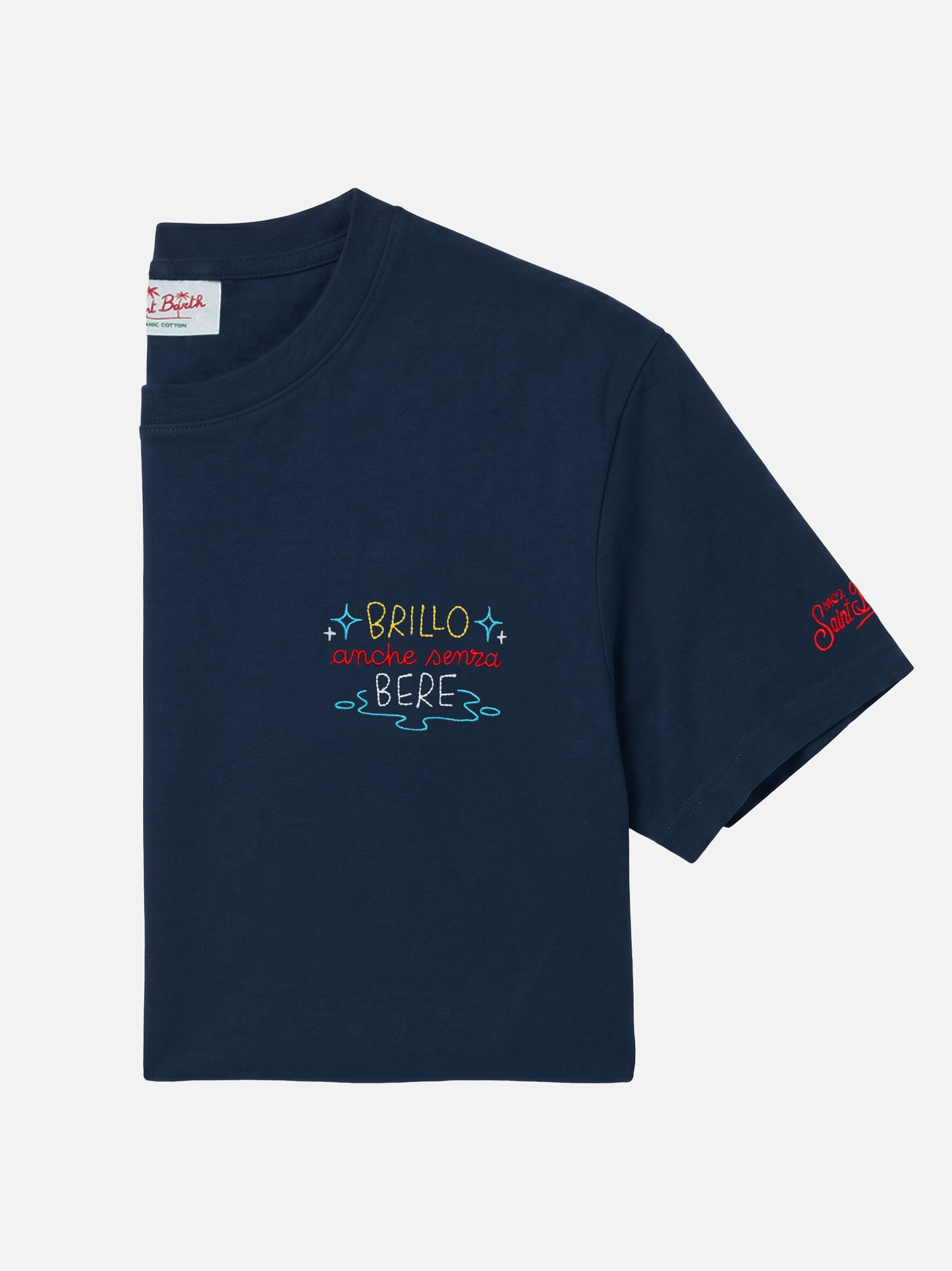 T-Shirt aus Baumwolljersey in Classic Fit Portofino mit Stickerei Brillo senza bere | INSULTI LUMINOSI SPECIAL EDITION 