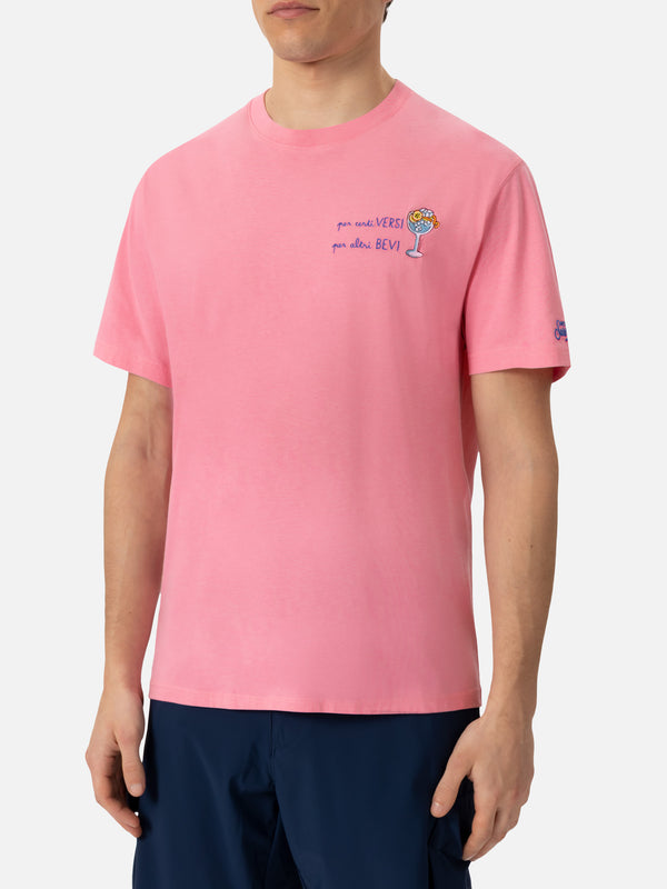 Classic fit cotton jersey t-shirt Portofino with Per certi Versi, per altri Bevi embroidery