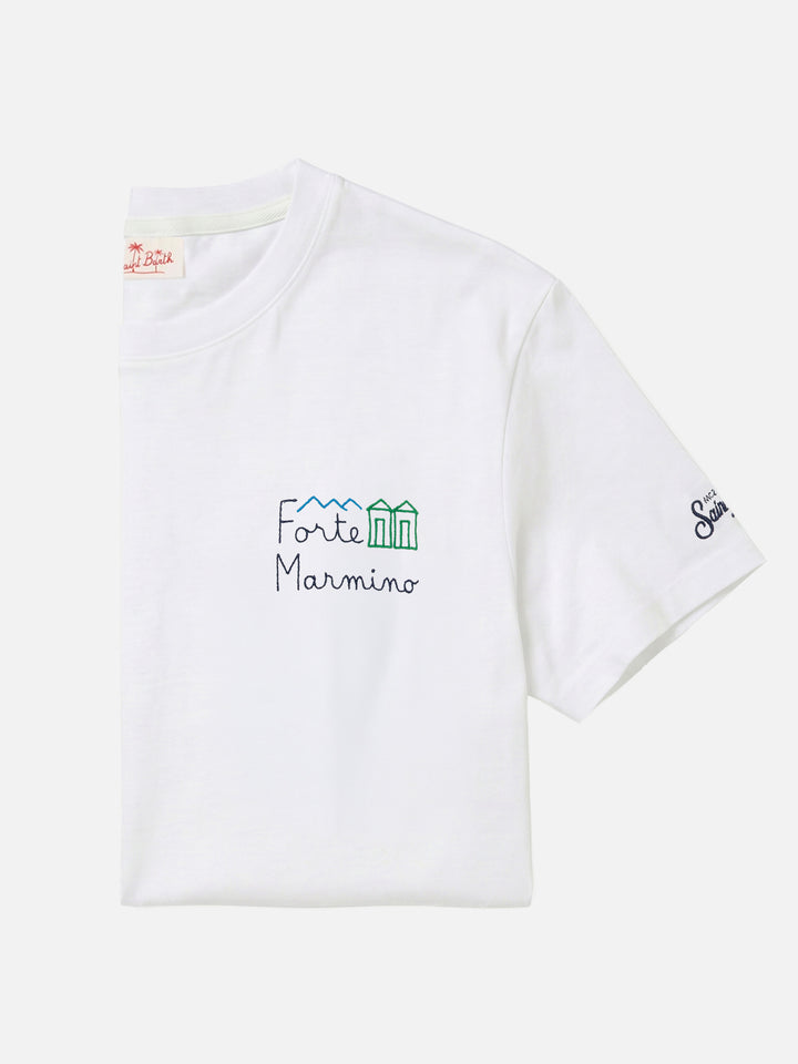 Camiseta de algodón jersey de corte clásico Portofino con bordado Forte Marmino 