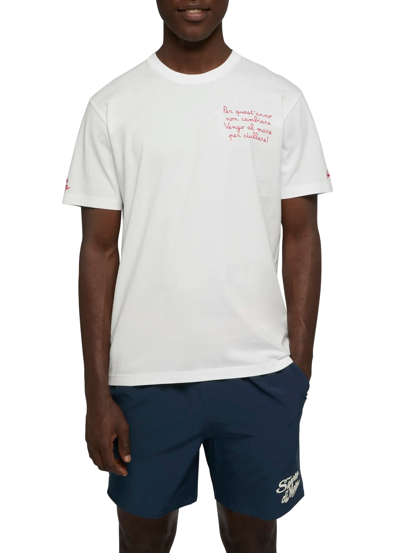 Classic fit cotton jersey t-shirt Portofino with Vengo al mare embroidery |SAPORE DI MARE SPECIAL EDITION