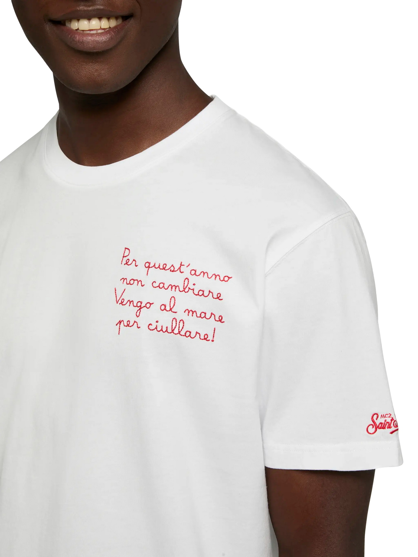 Classic fit cotton jersey t-shirt Portofino with Vengo al mare embroidery |SAPORE DI MARE SPECIAL EDITION