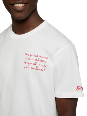 Classic fit cotton jersey t-shirt Portofino with Vengo al mare embroidery |SAPORE DI MARE SPECIAL EDITION