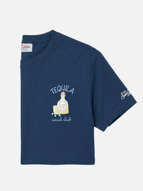 Blaues Portofino T-Shirt mit Tequila Social Club-Stickerei 