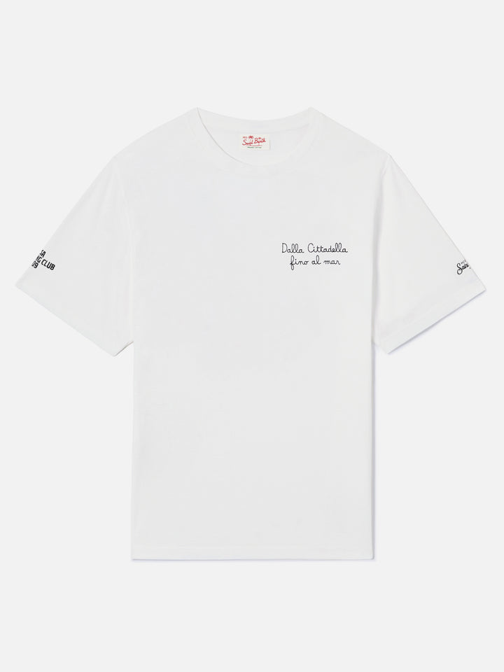 Camiseta Portofino blanca con bordado Pisa SC Dalla Cittadella fino al mar | PISA SC SPECIAL EDITION 