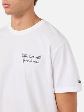 Camiseta Portofino blanca con bordado Pisa SC Dalla Cittadella fino al mar | PISA SC SPECIAL EDITION 