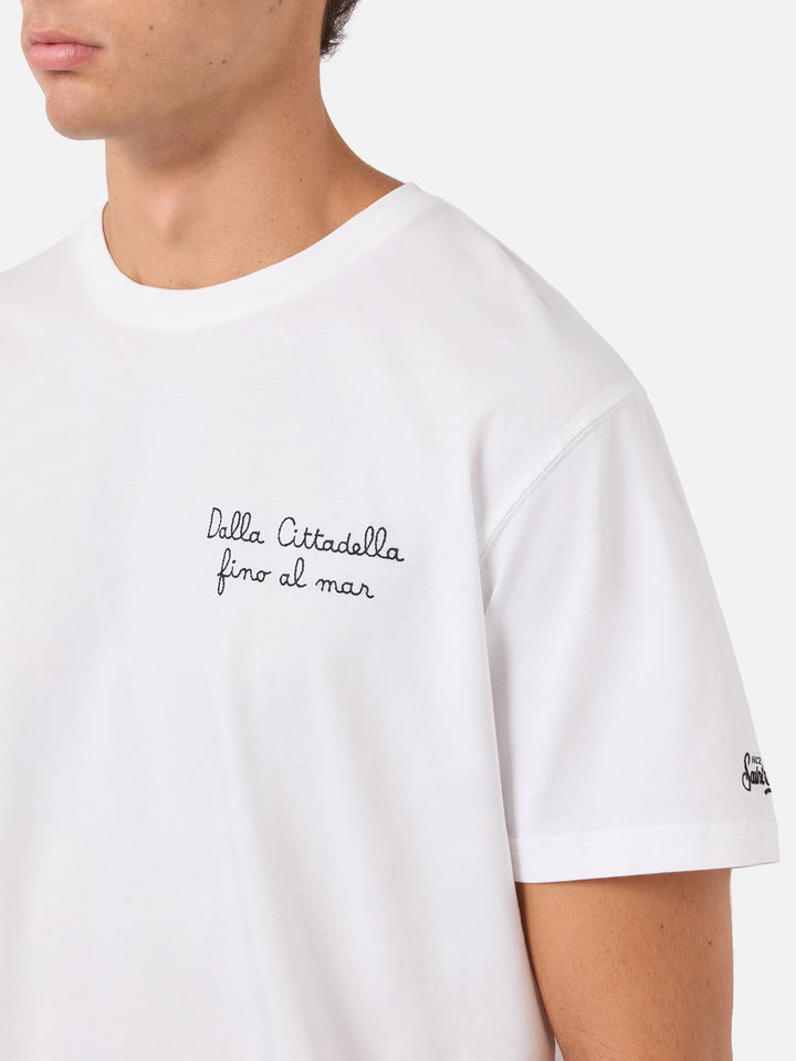 T-shirt Portofino blanc avec broderie Pisa SC Dalla Cittadella fino al mar | PISA SC SPECIAL EDITION 