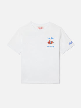 Portofino Jr t-shirt with Just Keep Swimming! embroidery