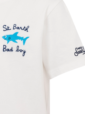Portofino Jr cotton jersey t-shirt with St. Barth Bad Boy embroidery - MC2 Saint Barth