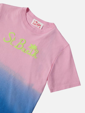 T-shirt in jersey di cotone Portofino Jr con stampa tie-dye