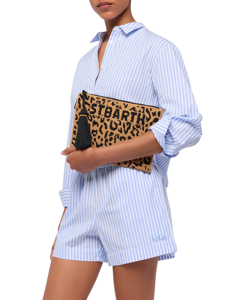 Pearl Pouch with animalier beaded pattern - MC2 Saint Barth