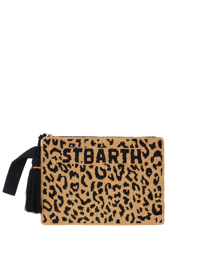 Pearl Pouch with animalier beaded pattern - MC2 Saint Barth