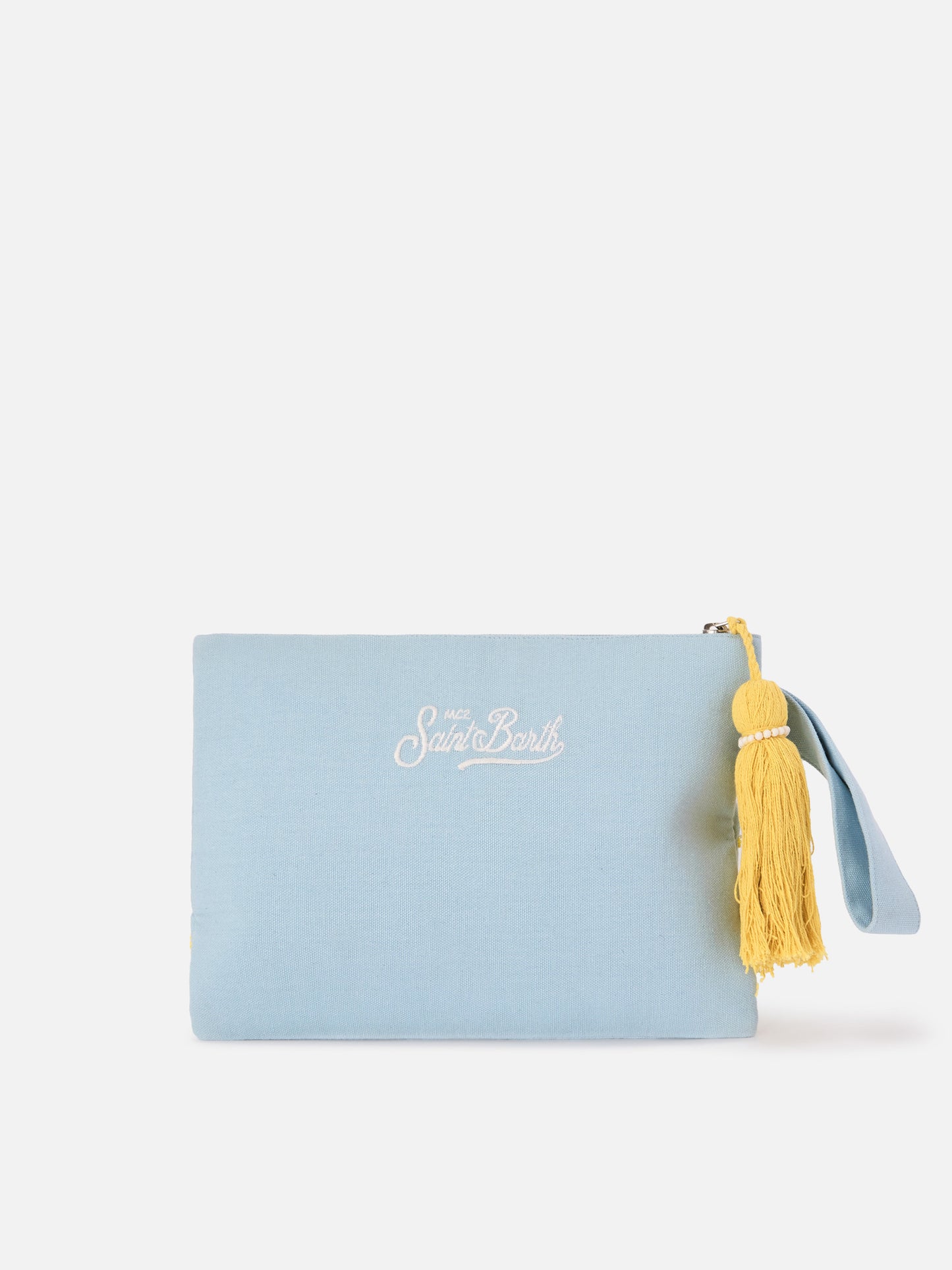 Hellblaue Pouch Pearl mit perlenbesetzten Zitronen 