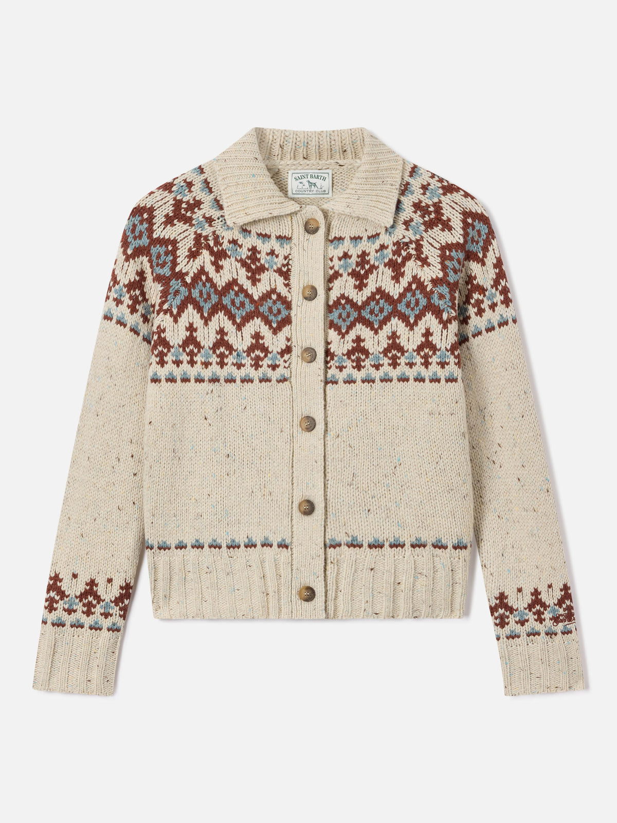 Cardigan Patty en mélange de laine Donegal avec motif Fair Isle 