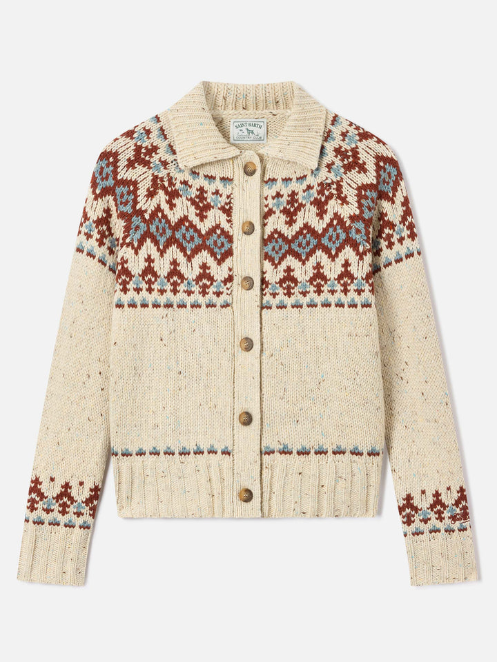 Cardigan Patty en mélange de laine Donegal avec motif Fair Isle 