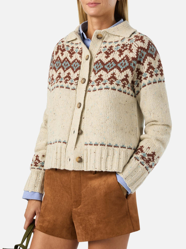 Cardigan Patty en mélange de laine Donegal avec motif Fair Isle 