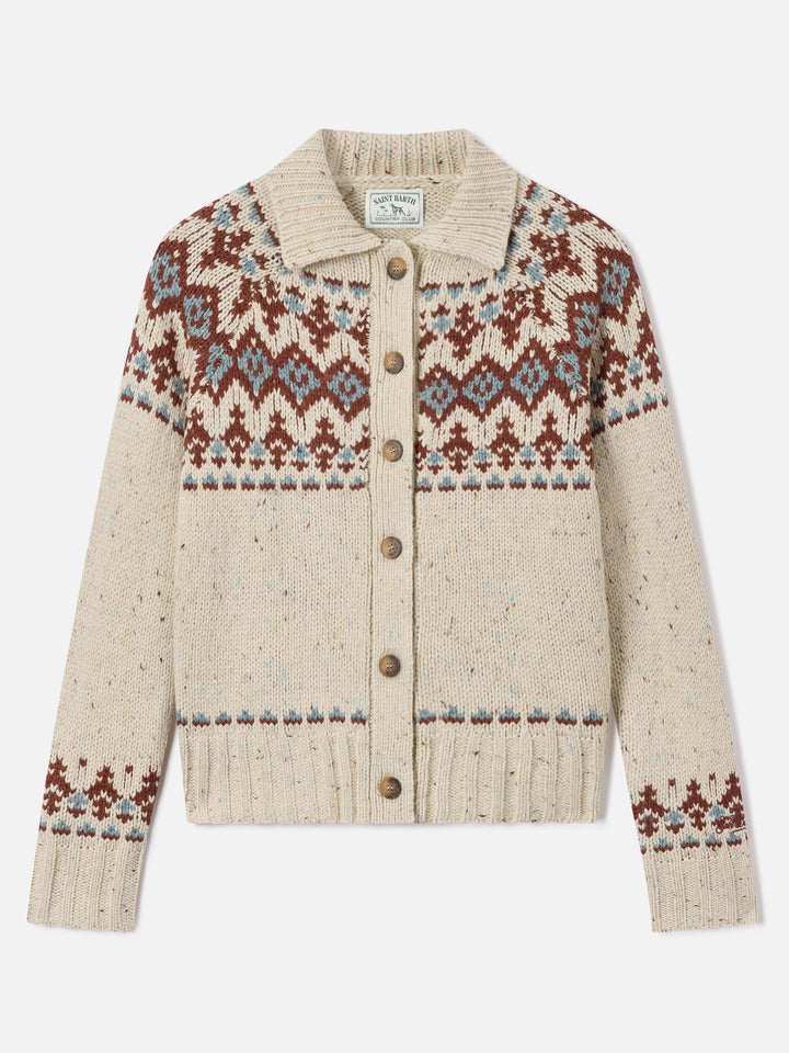 Cárdigan Patty de mezcla de lana Donegal con motivo Fair Isle 