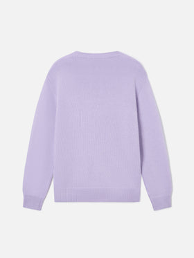 Lilac Princess crewneck knit with Dad Is My Sponsor intarsia