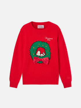 Red Princess crewneck knit with Snoopy patch | Special edition