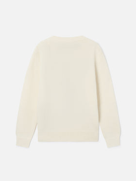Jersey de punto con cuello redondo Cream Princess con intarsia de caniche 