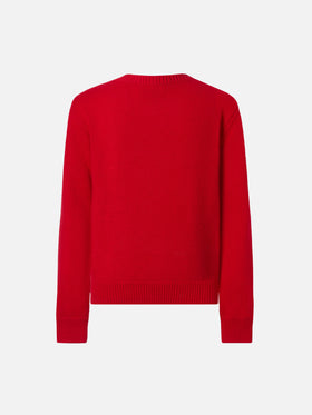 Prinzessinnen-Pullover aus Kaschmir-Mischgewebe mit Snoopy-Jacquardmuster und Samtschleifenapplikation | PEANUTS SONDEREDITION