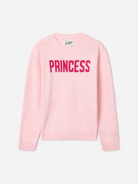 Jersey de punto con cuello redondo Pink Princess con intarsia Princess 