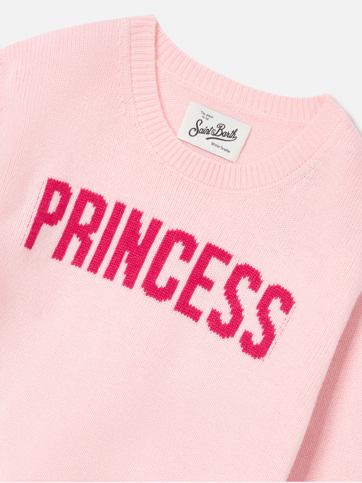 Jersey de punto con cuello redondo Pink Princess con intarsia Princess 