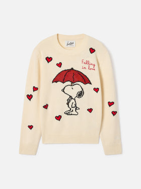 Maglia girocollo Princess panna con intarsio Snoopy | Special edition