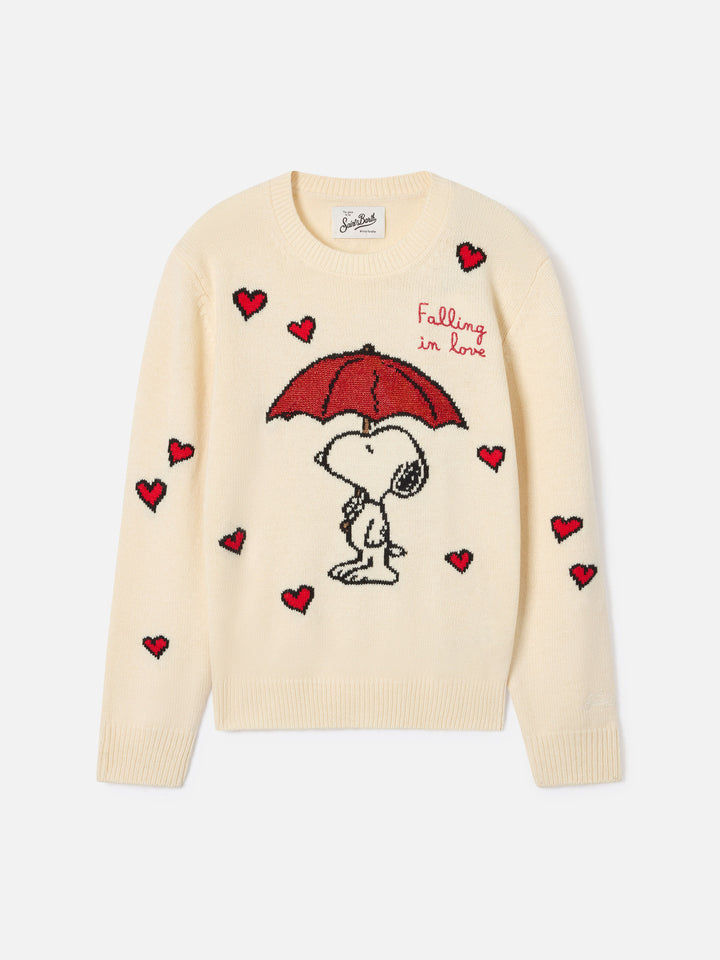 Cream Princess crewneck knit with Snoopy intarsia | Special edition