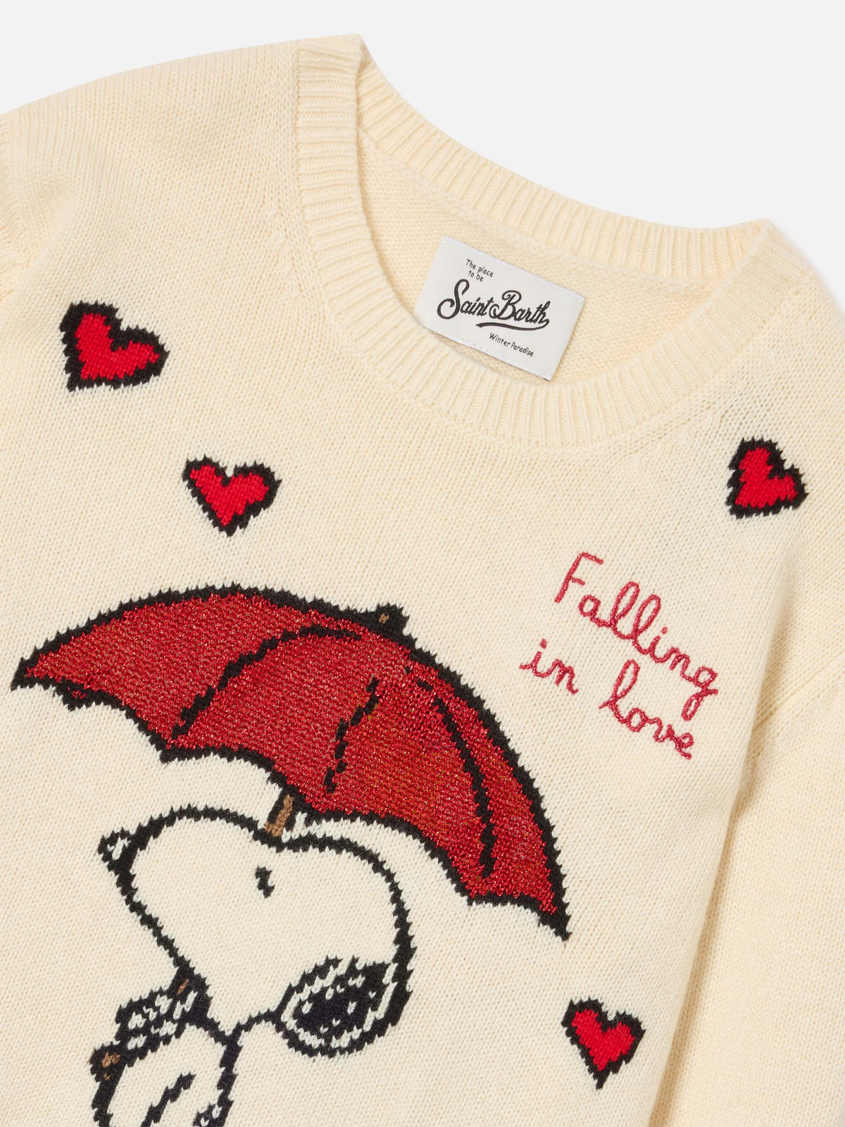Maglia girocollo Princess panna con intarsio Snoopy | Special edition