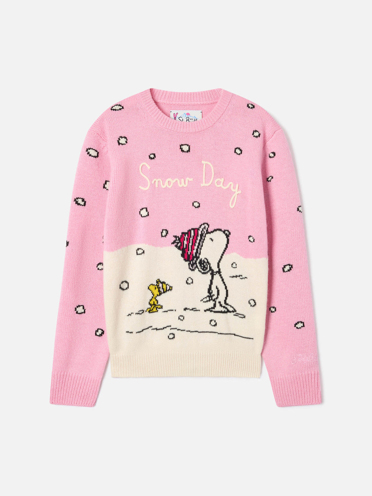 Pink Princess crewneck knit with Snoopy intarsia and embroidery | Special edition