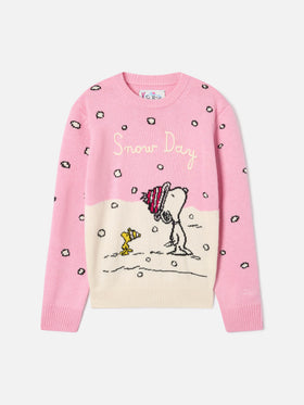 Pink Princess crewneck knit with Snoopy intarsia and embroidery | Special edition