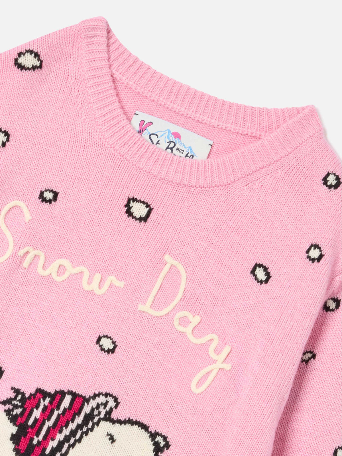 Pink Princess crewneck knit with Snoopy intarsia and embroidery | Special edition