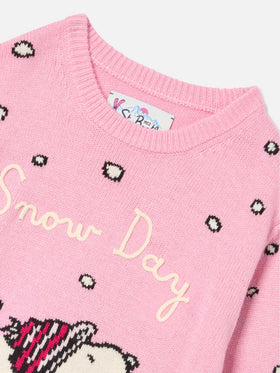 Pink Princess crewneck knit with Snoopy intarsia and embroidery | Special edition