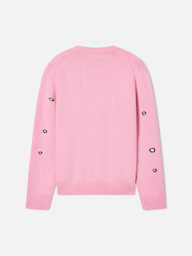 Pink Princess crewneck knit with Snoopy intarsia and embroidery | Special edition