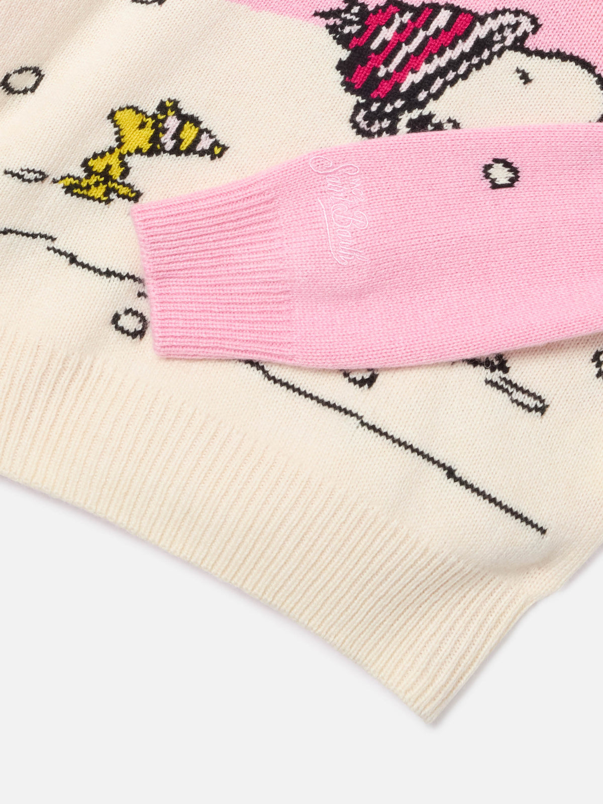 Pink Princess crewneck knit with Snoopy intarsia and embroidery | Special edition