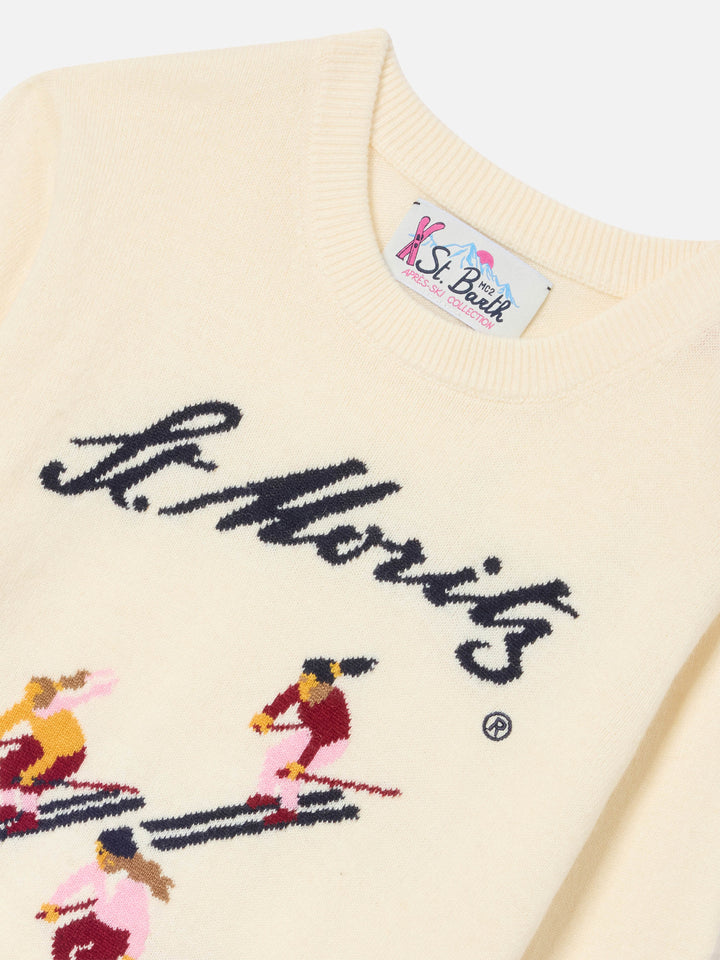 Cream Princess crewneck knit with St. Moritz intarsia | Special edition