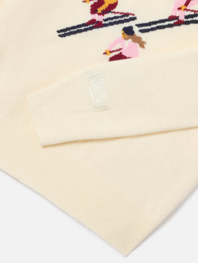 Maglia girocollo Princess panna con intarsio St. Moritz | Special edition
