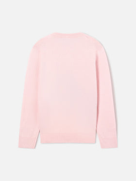Maglia girocollo Princess rosa con intarsio St. Moritz Minnie e Topolino | Special edition