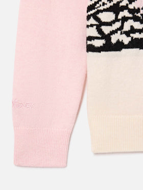 Maglia girocollo Princess rosa con intarsio St. Moritz Minnie e Topolino | Special edition