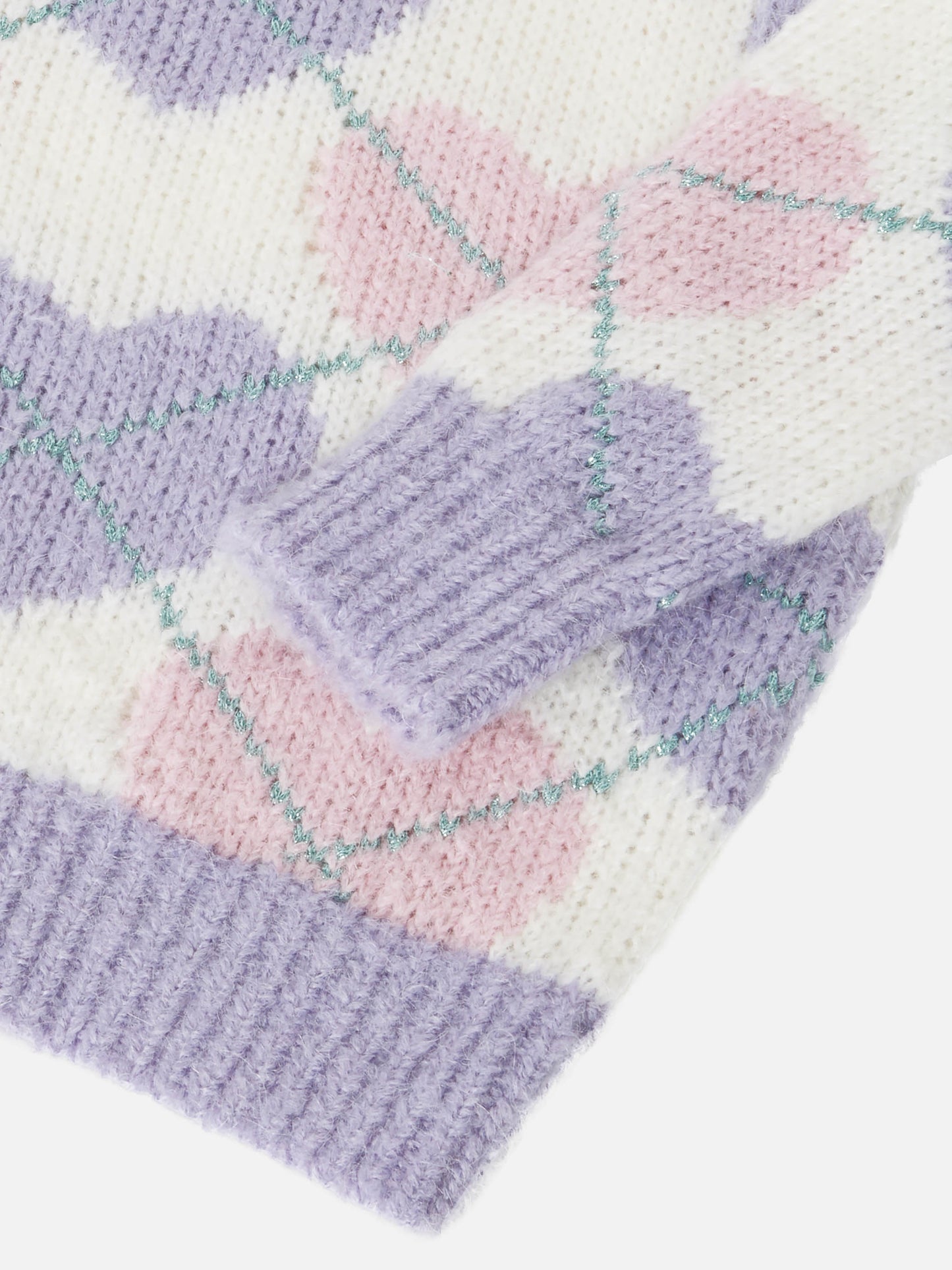 Crewneck sweater with heart argyle jacquard